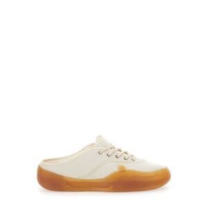 Erl 'Low Skate Mule' White Low Top Sneakers With Contrasting Sole In Cotton Man